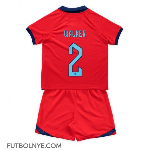 Camiseta Inglaterra Kyle Walker #2 Visitante Equipación para niños Mundial 2022 manga corta (+ pantalones cortos)